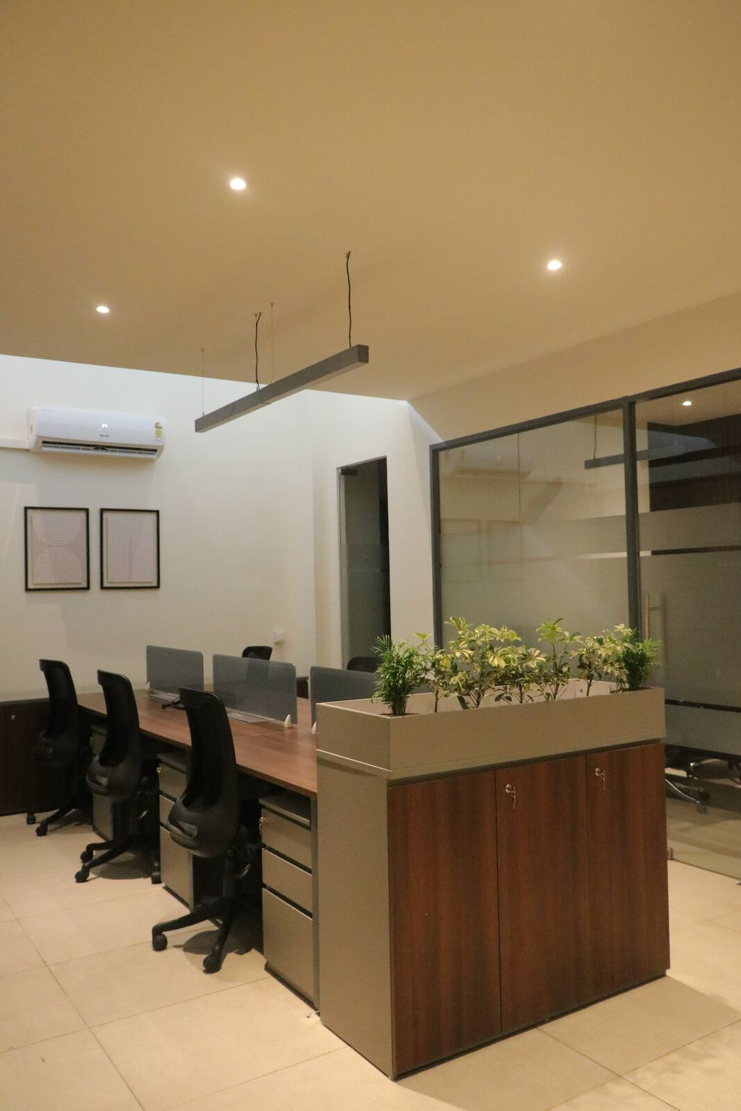 Project Gulmohar office cabin with wood paneling