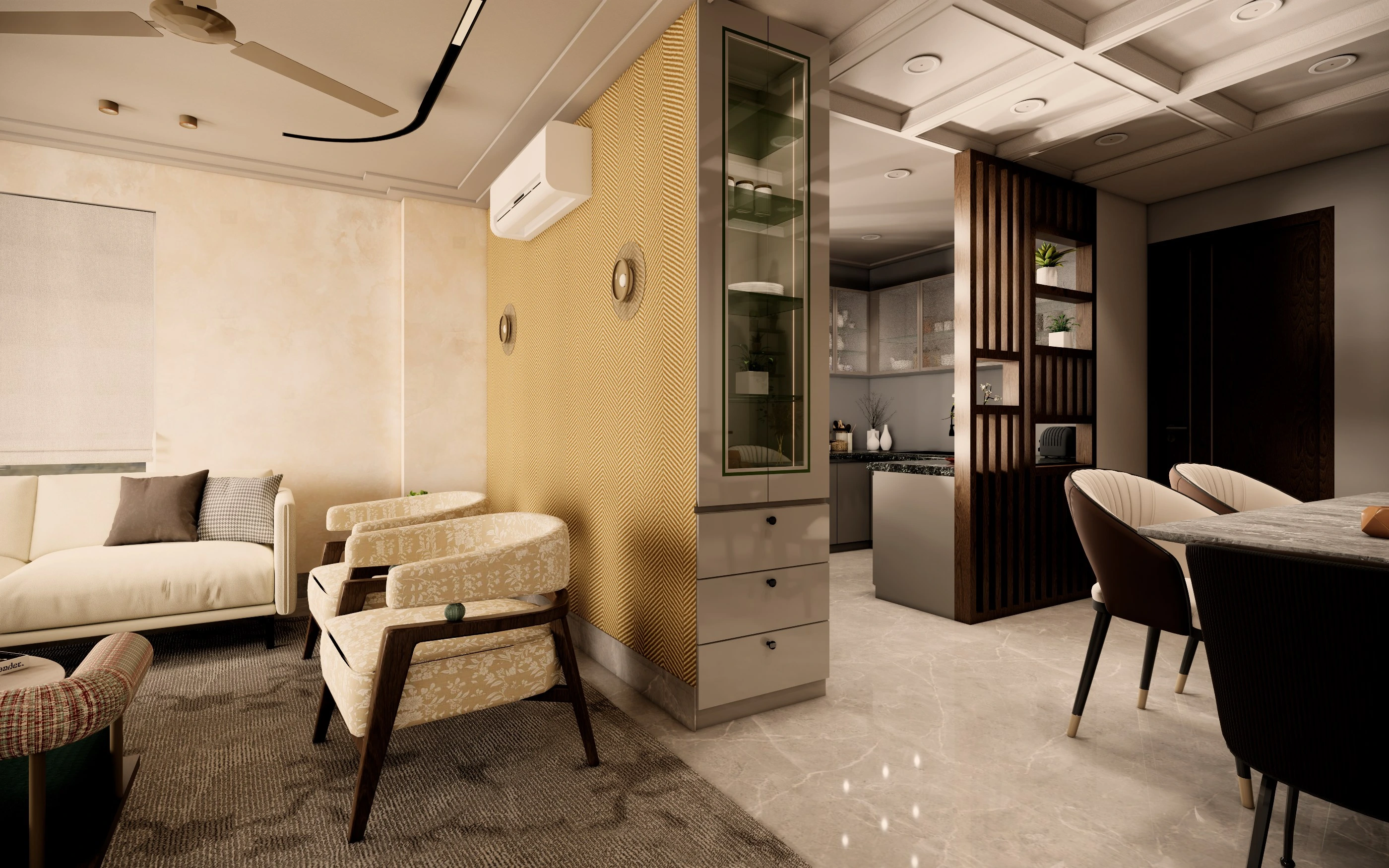 Sanjh Project living, dining and kitchen